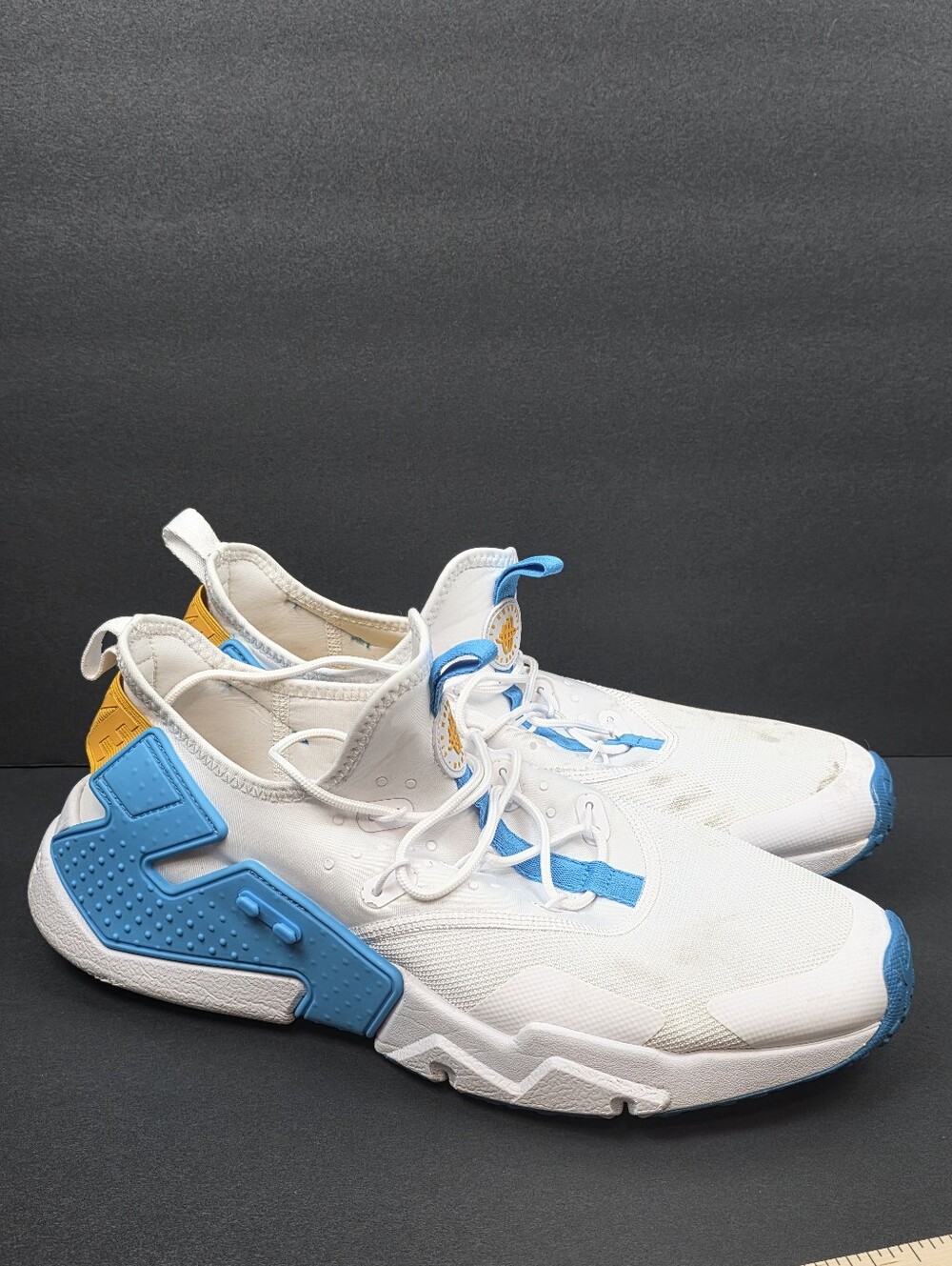 Nike Air Huarache Drift AH7334-101 White Blue Gold Men's Size 12 Shoes